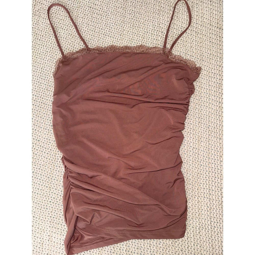 HM Women Lace Trim Camisole Tank Top Dusty Rose Pink Size Small Sleeveless